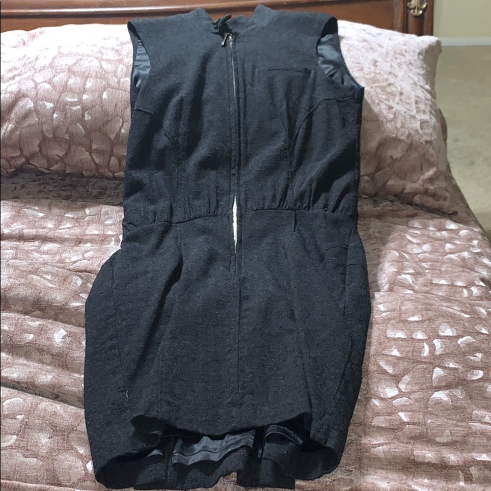Front zipper dress charcoal